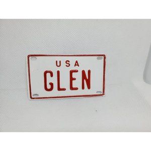 U.S.A Glen Personalized White Red Collectible Mini License Bicycle Bike Plate